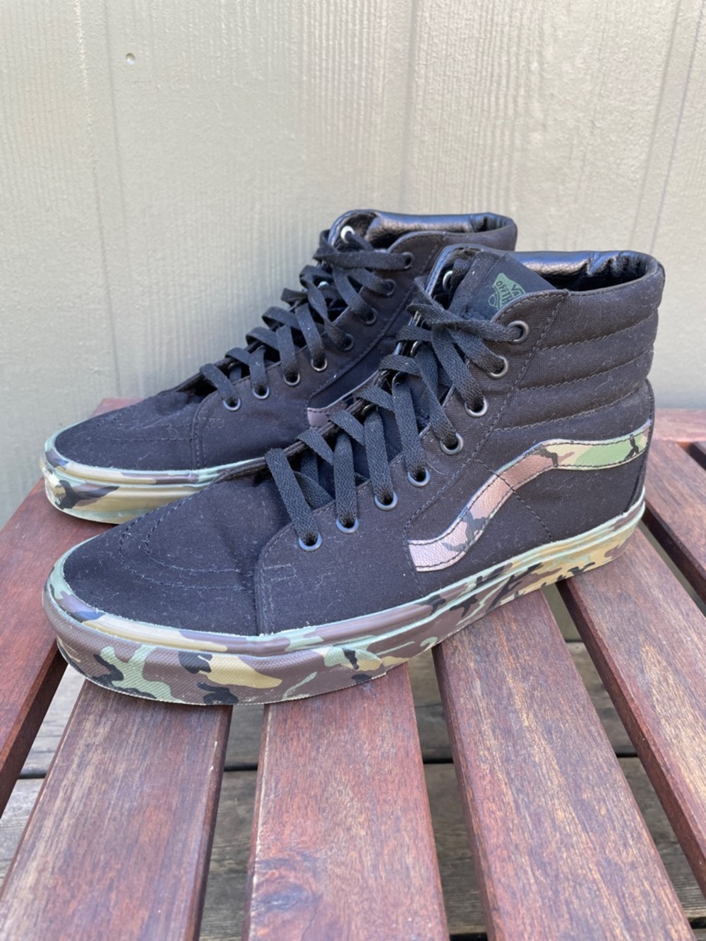 Vans Black High-Top Sneakers with Camo Stripe